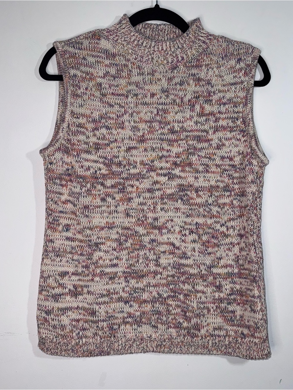 Talbots Petite LP Multicolor Marled Knit Mock Neck Sweater Vest